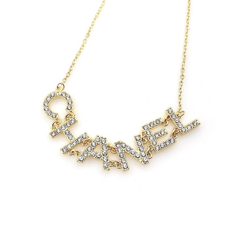 18K Chanel Crystal 90's Icon Logo Necklace