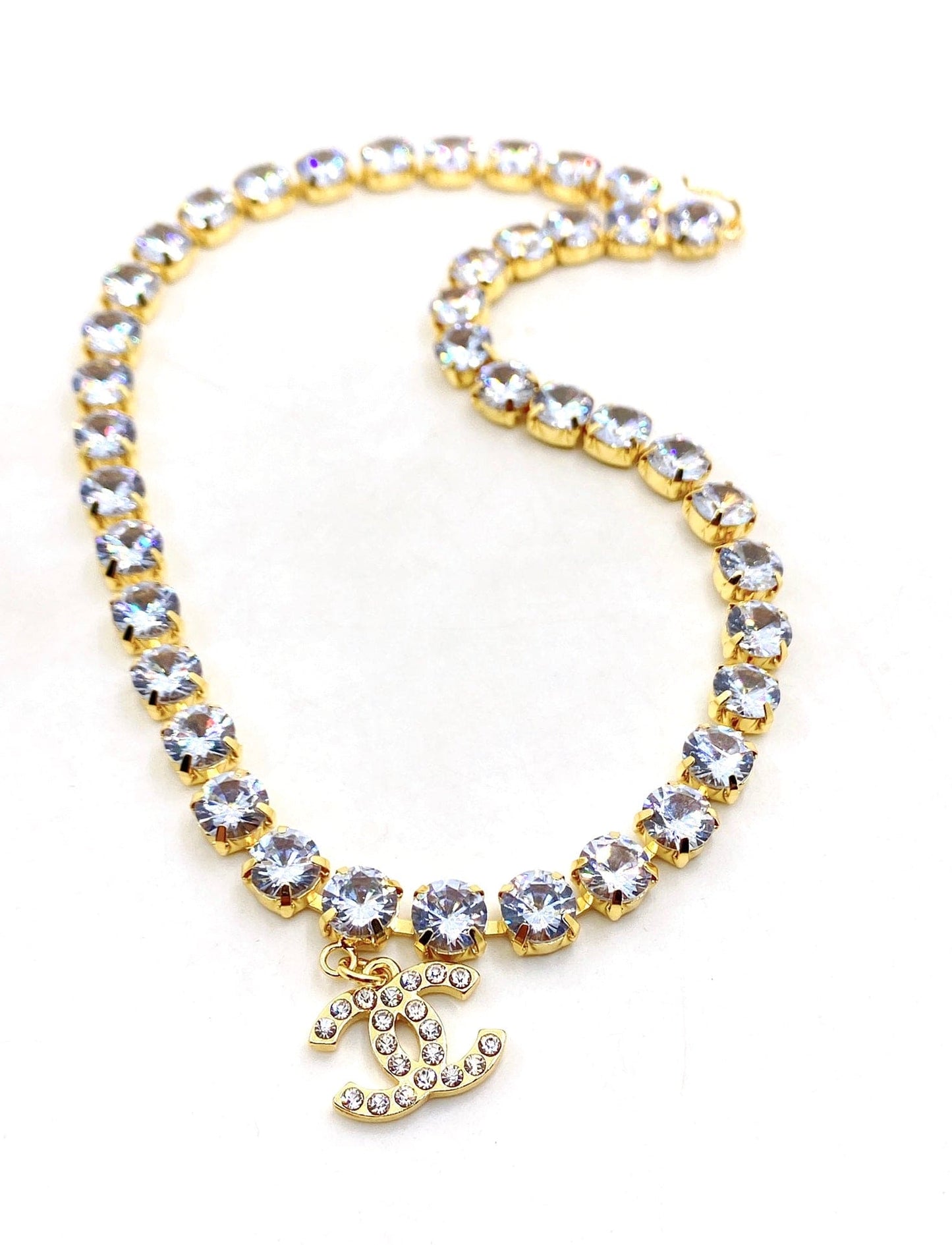 18K Chanel Crystals Chain Necklace