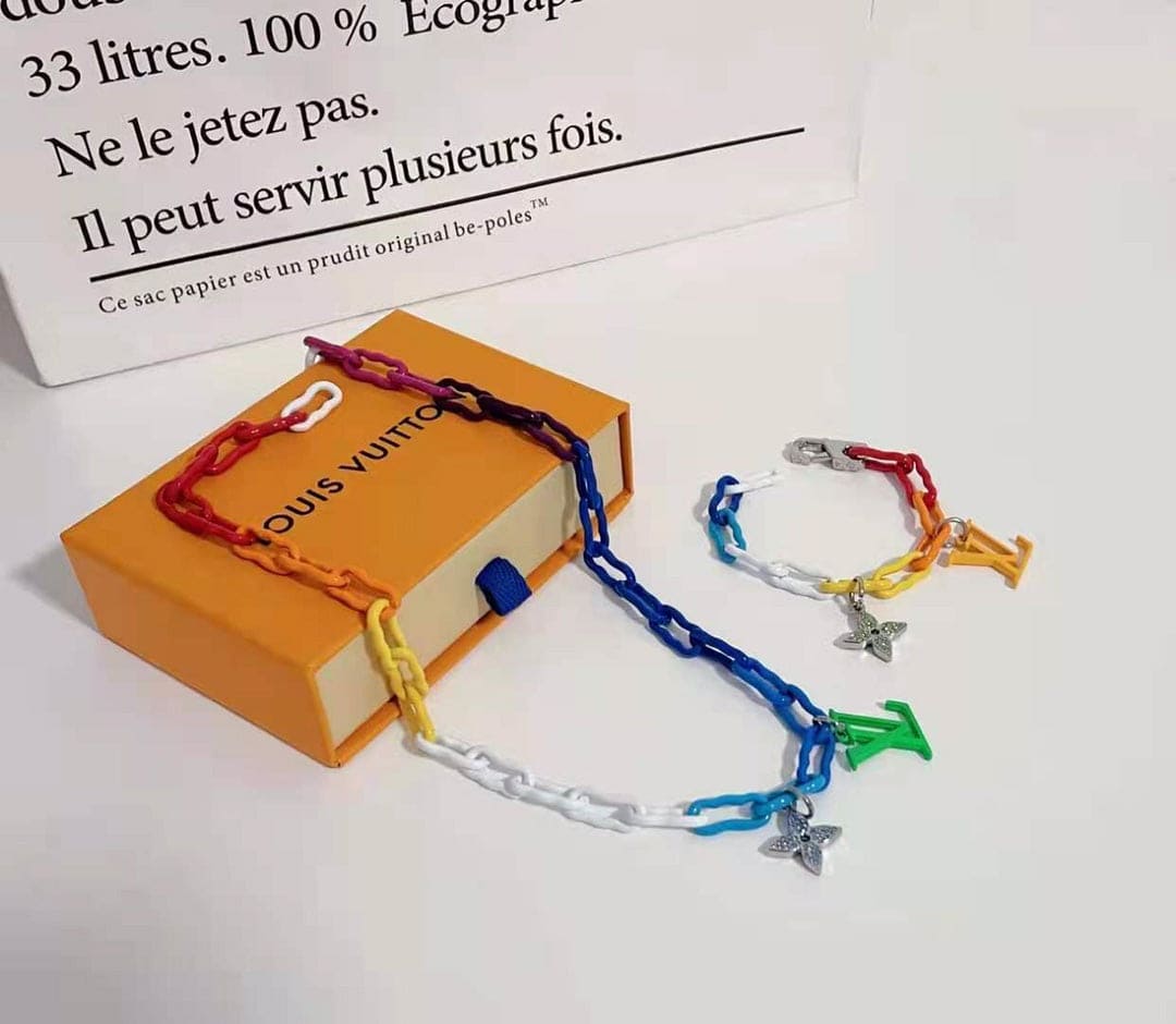 18K Louis Vuitton Rainbow Ceramic Chain Necklace