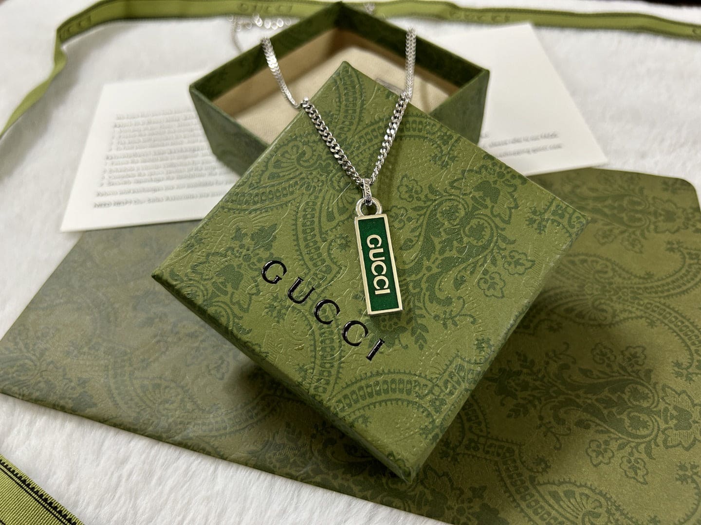 Double Gucci Enamel Pendant Necklace