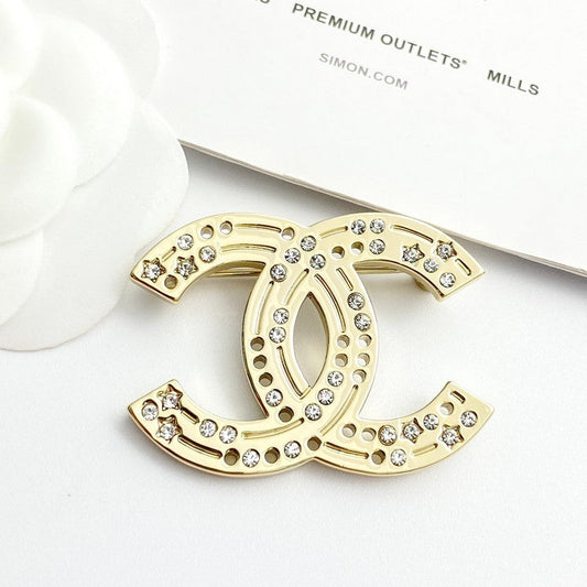 18K Chanel 24A Diamond Gold Brooch