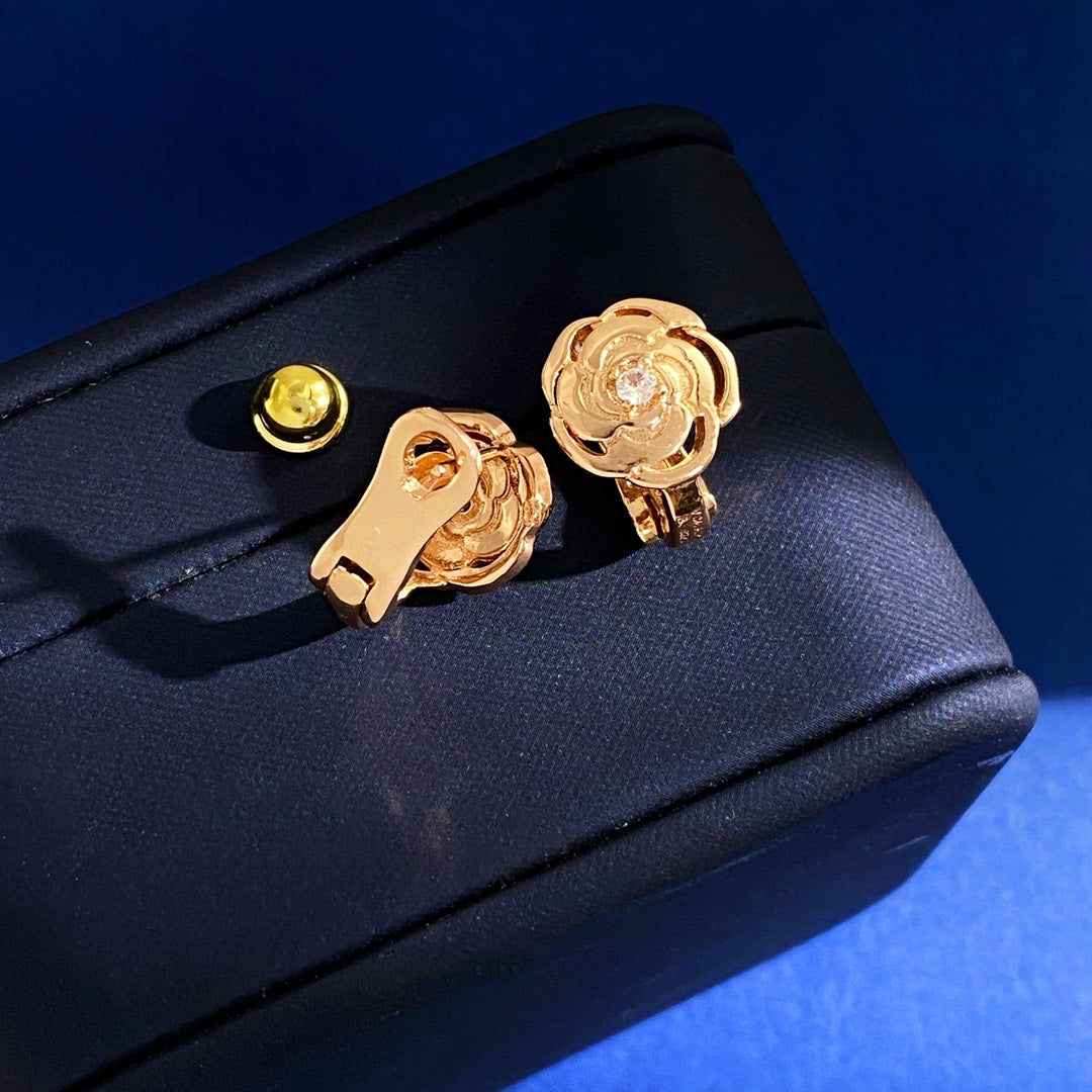 18K Chanel Camellia Earrings