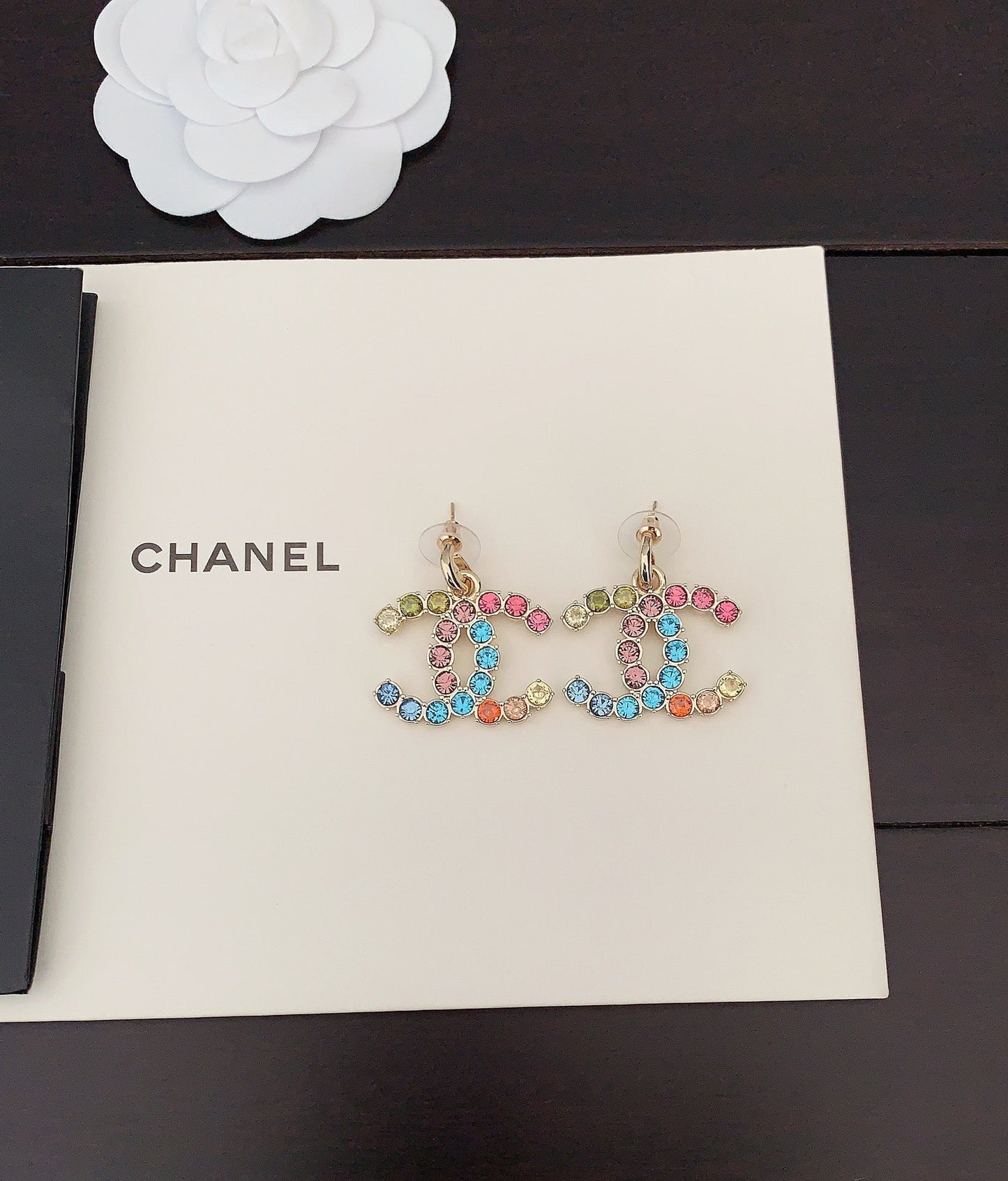 18K Chanel Color Crystals Earrings