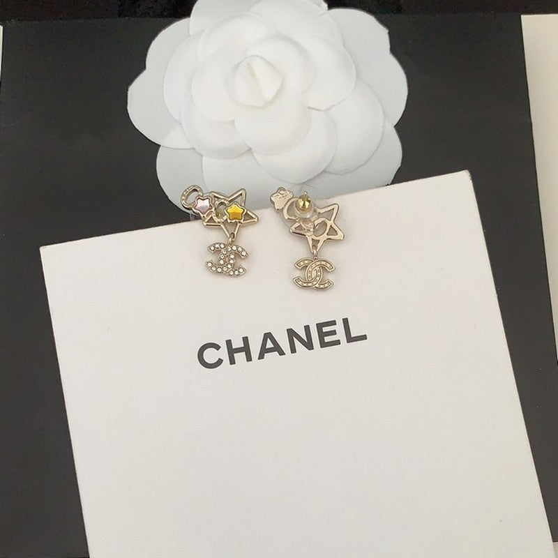 18K Chanel Color Crystal Star Earrings