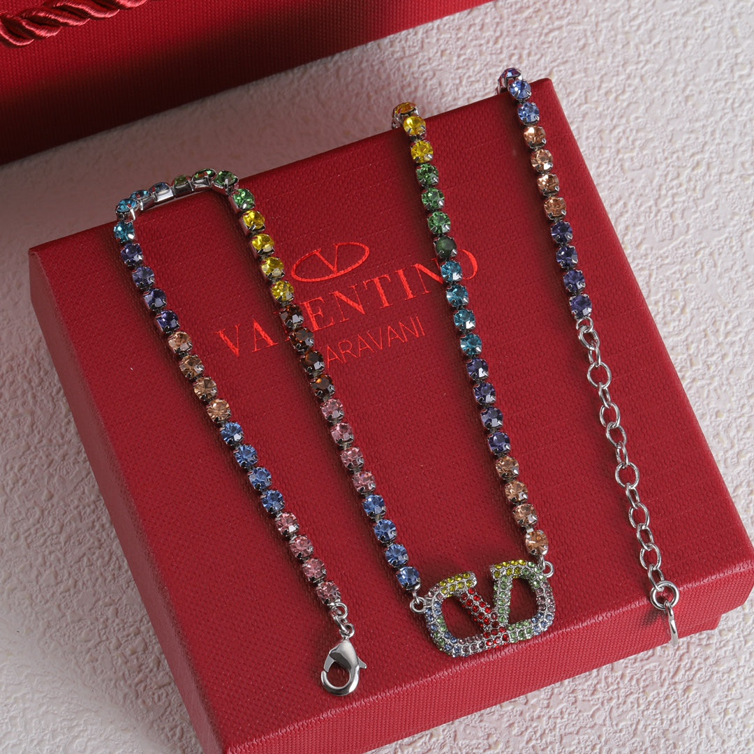 18K Valentino Multi-Color Crystals Necklace