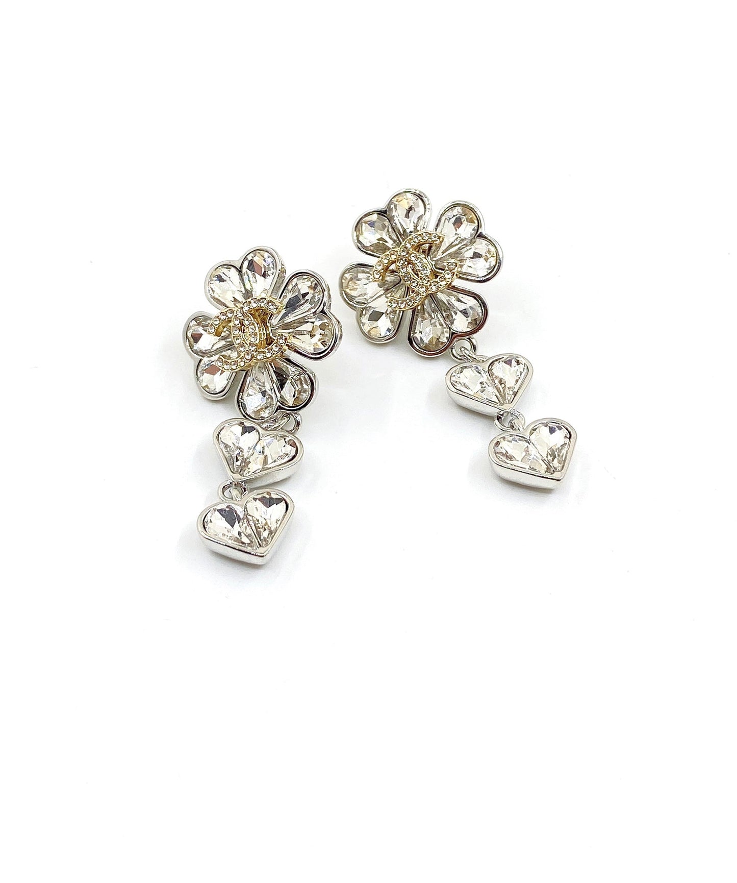 18K Chanel Crystal Flower Earrings
