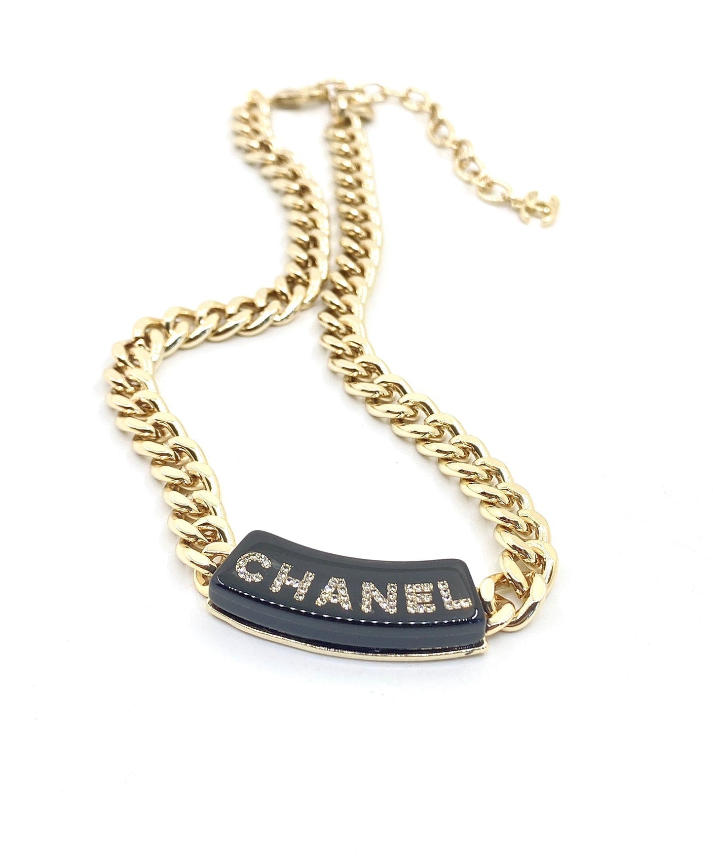 18K Chanel Black Logo Chain Necklace