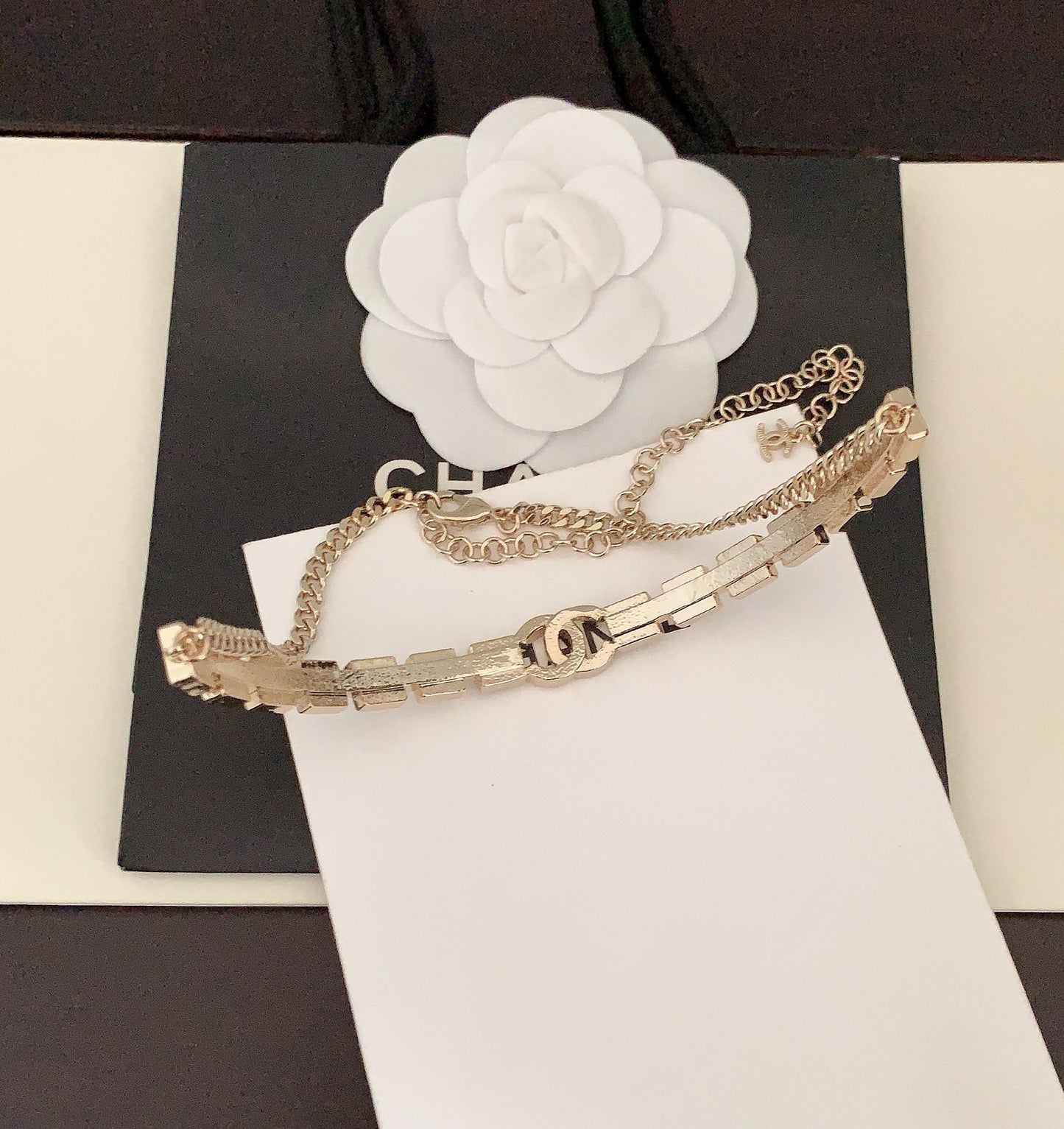 18K Chanel Gray Crystals Necklace