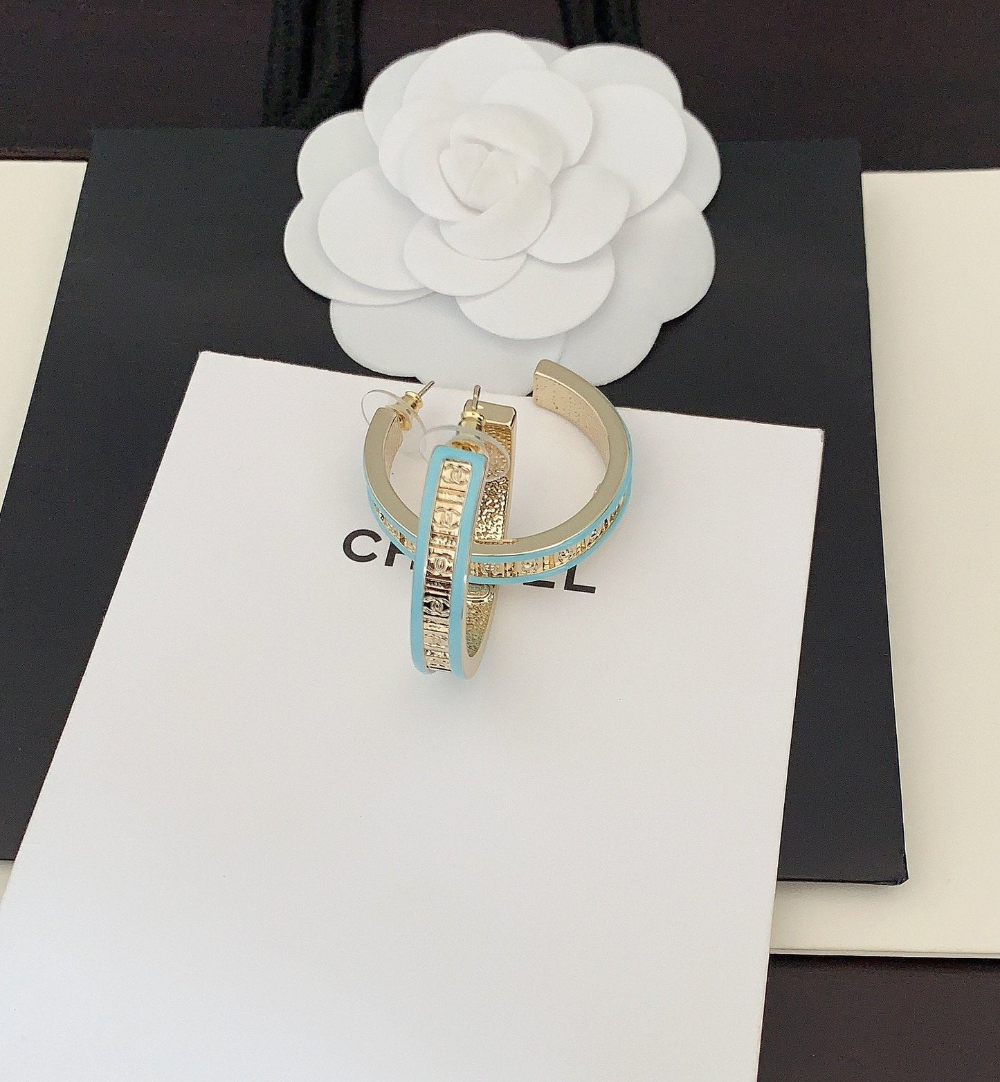 18K Chanel Blue Resin Earrings