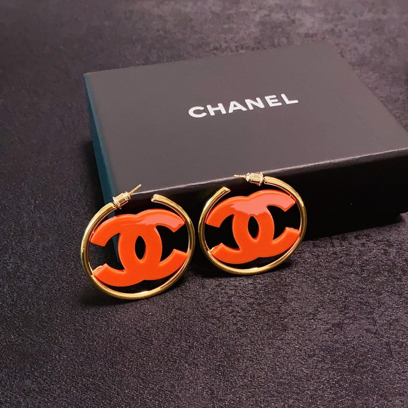 18K Chanel Color Logo Earrings