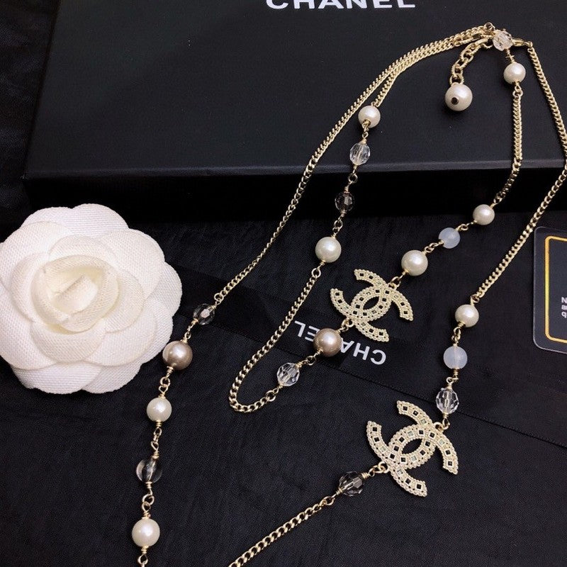 18K Chanel Long Pearl Necklace