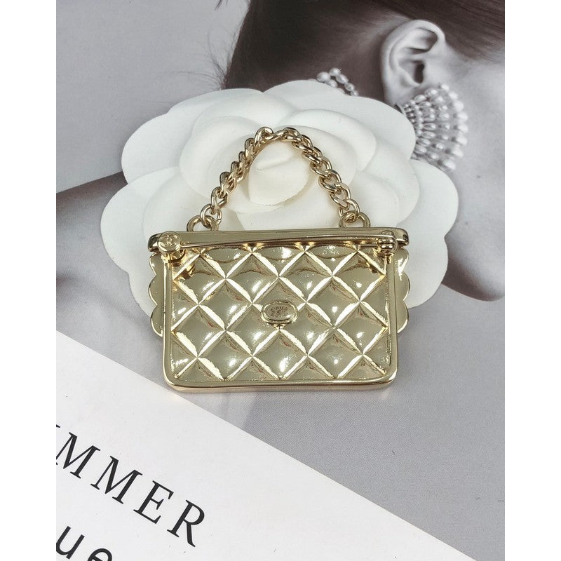 18K Chanel White Bag Brooch