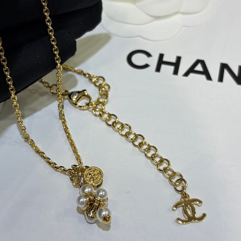 18K Chanel 26P Grape Pearl Gold Necklace