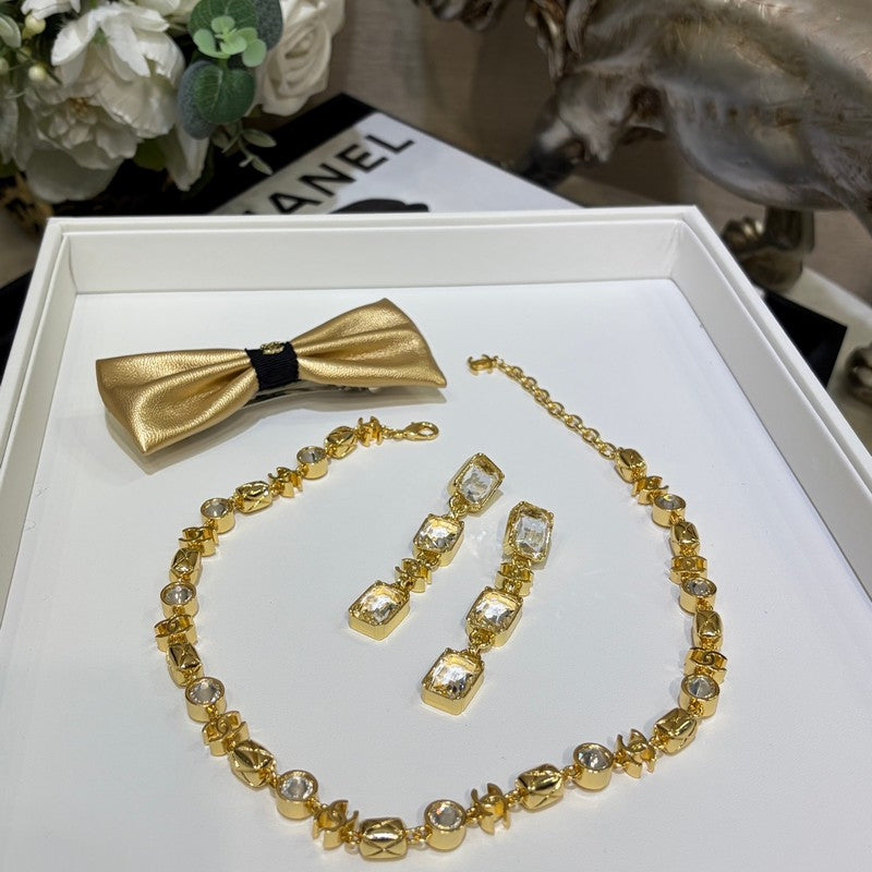 18K Chanel 26P Crystal Gold Earrings