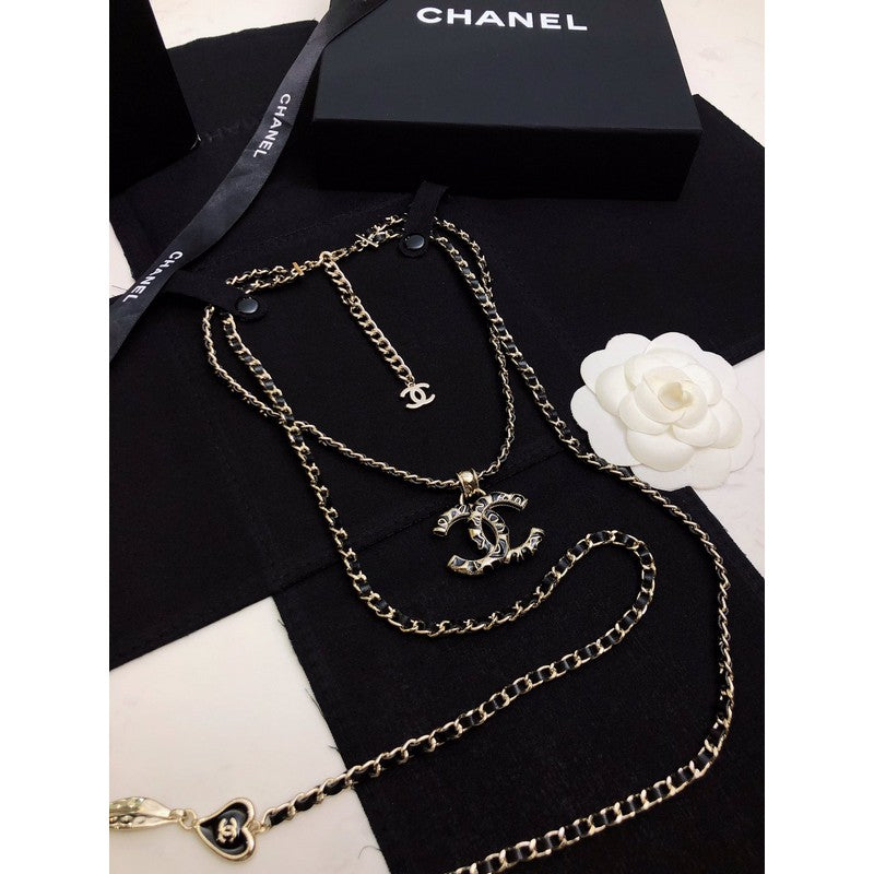 18K Chanel Long Leather Necklace
