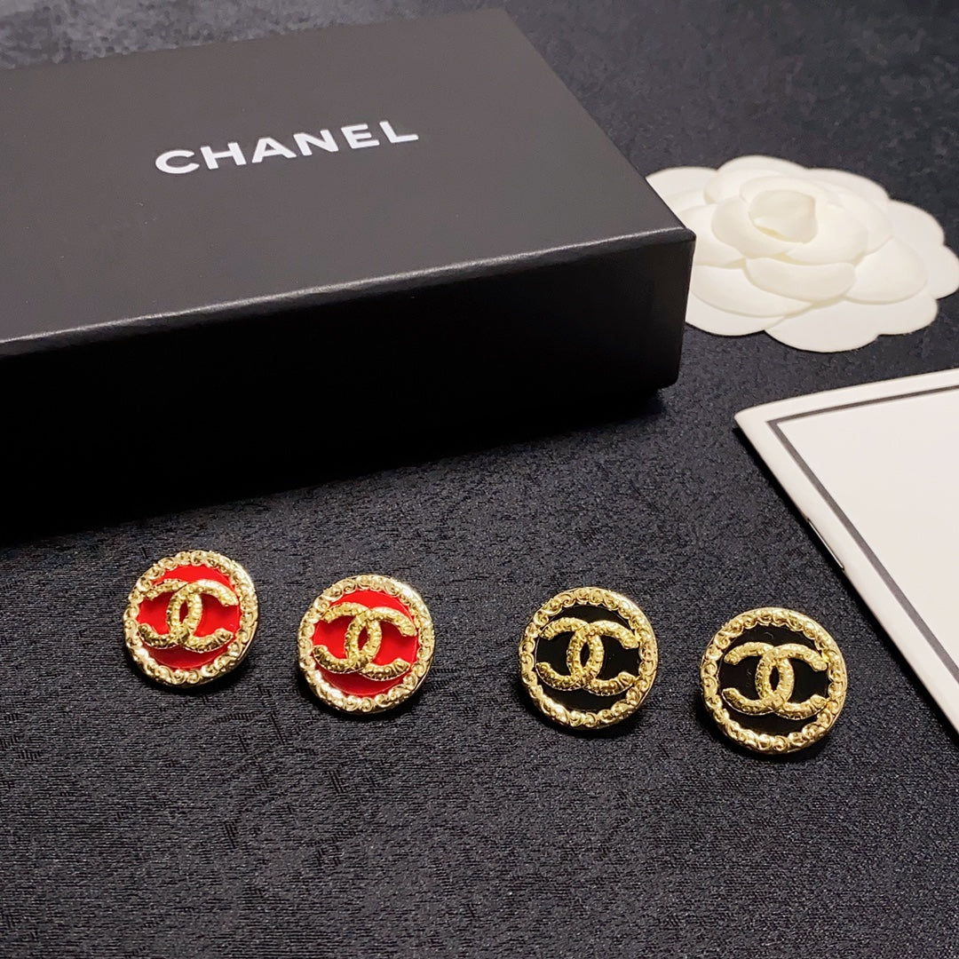 18K Chanel Black & Red Earrings