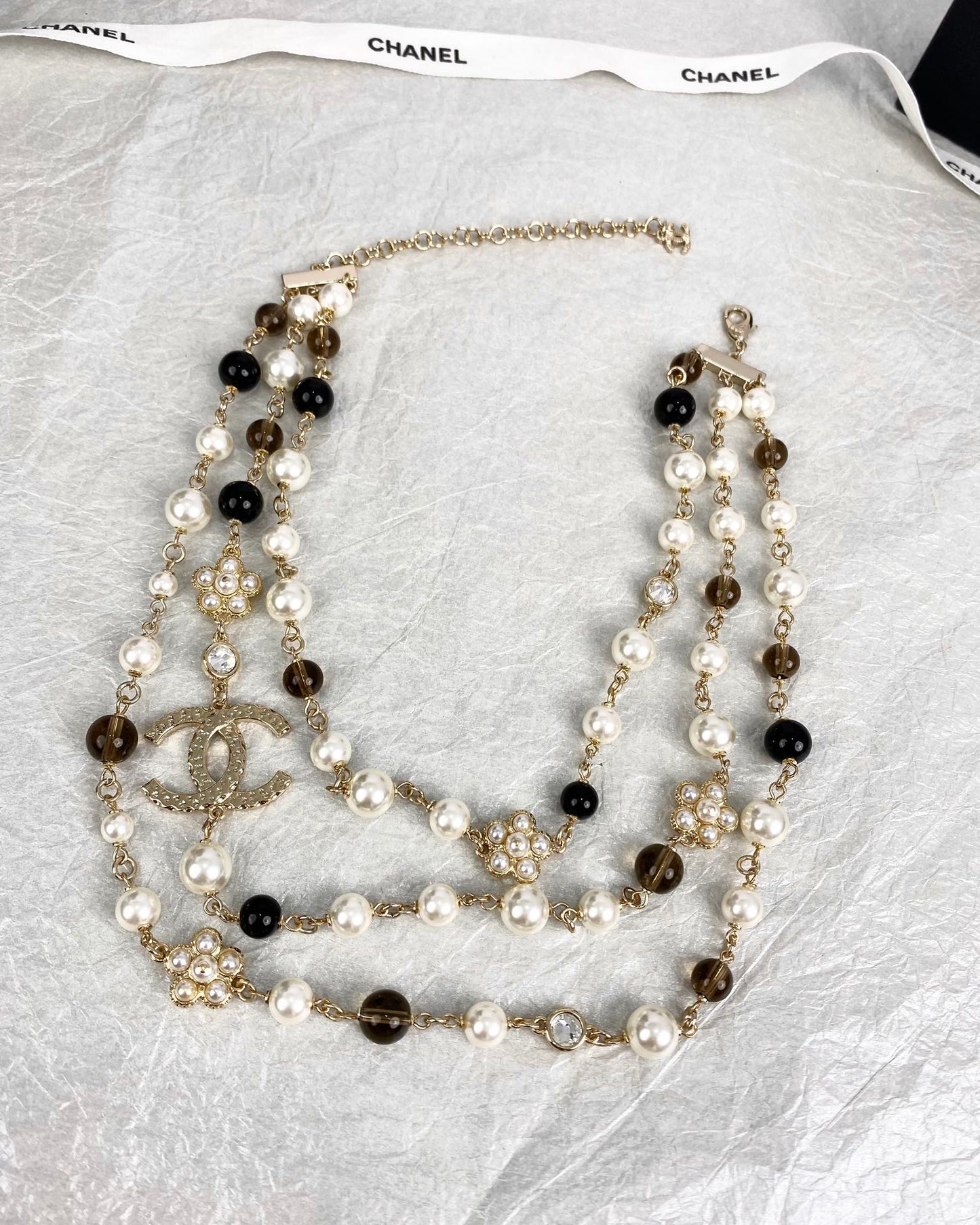 18K Chanel 24B Long Pearls Necklace