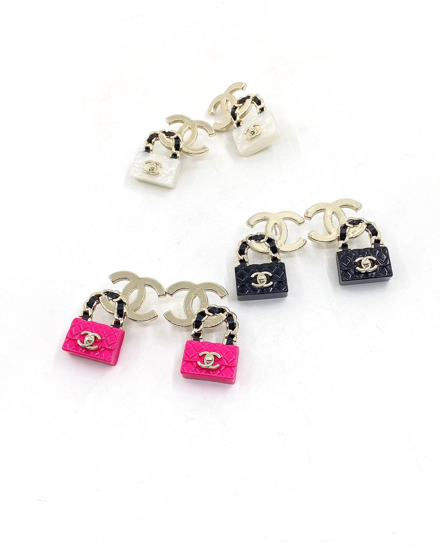 18K Chanel Bag Drop Earrings