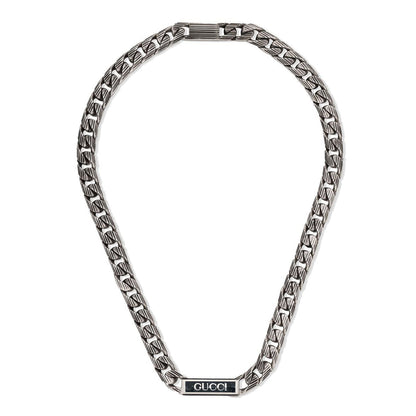 Double Gucci Logo Enamel Chain Necklace