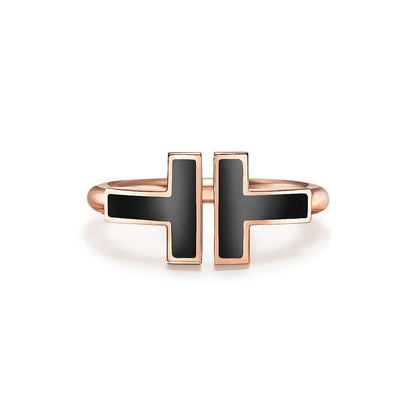 18K Tiffany Black Onyx Wire Ring