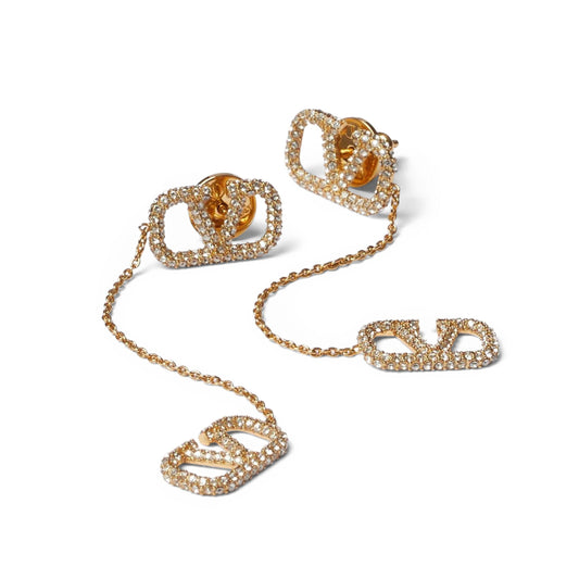 18K Valentino Crystal Valentino Signature Earrings