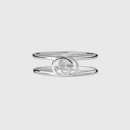 Double Gucci Interlocking Gucci Thin Open Ring