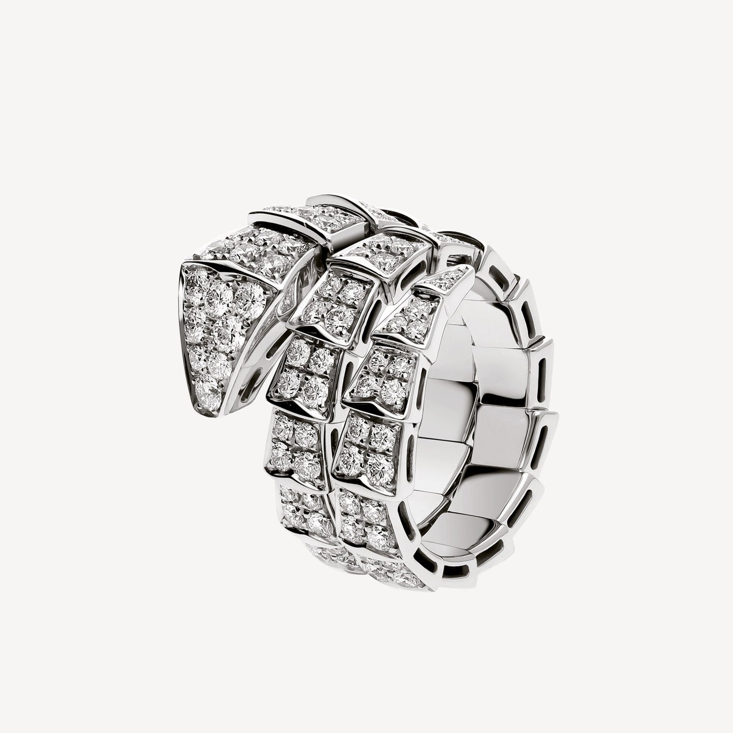 18K BVLGARI Serpenti Viper Full Pave Diamond Ring