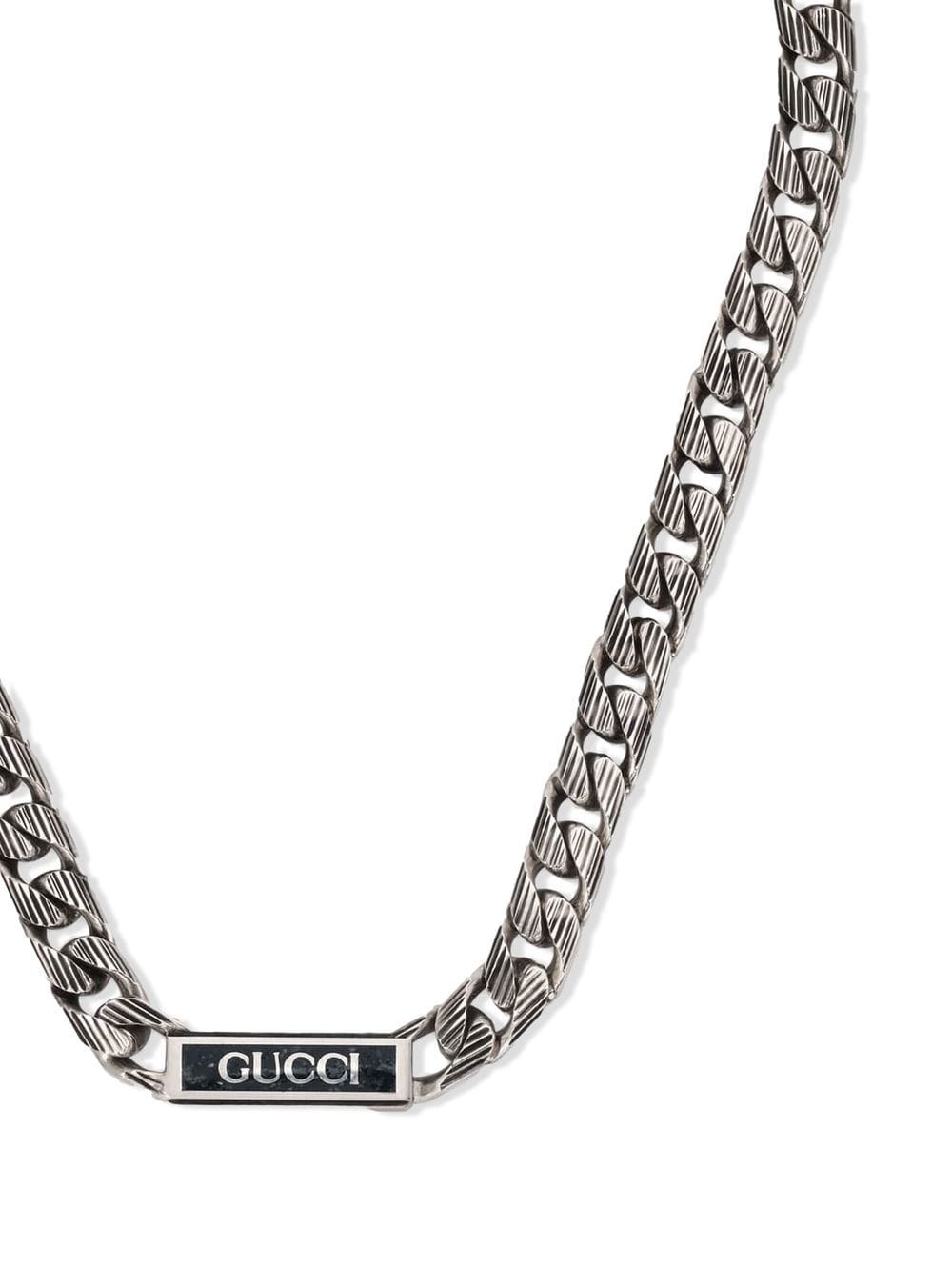 Double Gucci Logo Enamel Chain Necklace