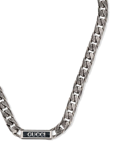 Double Gucci Logo Enamel Chain Necklace