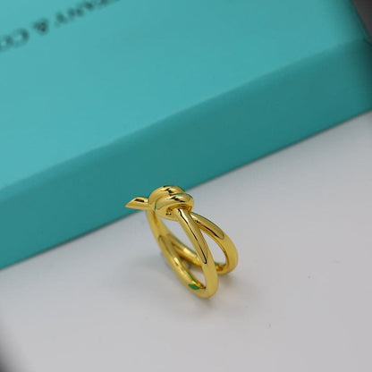 18K Yellow Gold Knot Double Row Ring