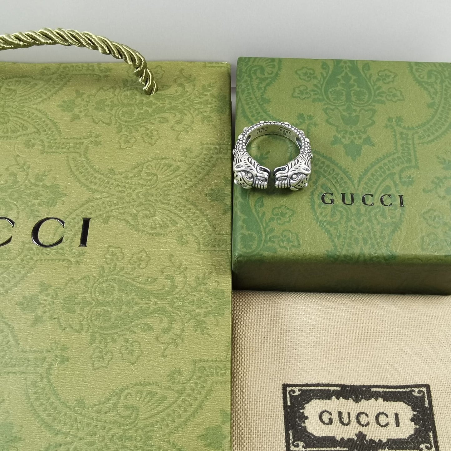 Double Gucci Tiger Head Ring