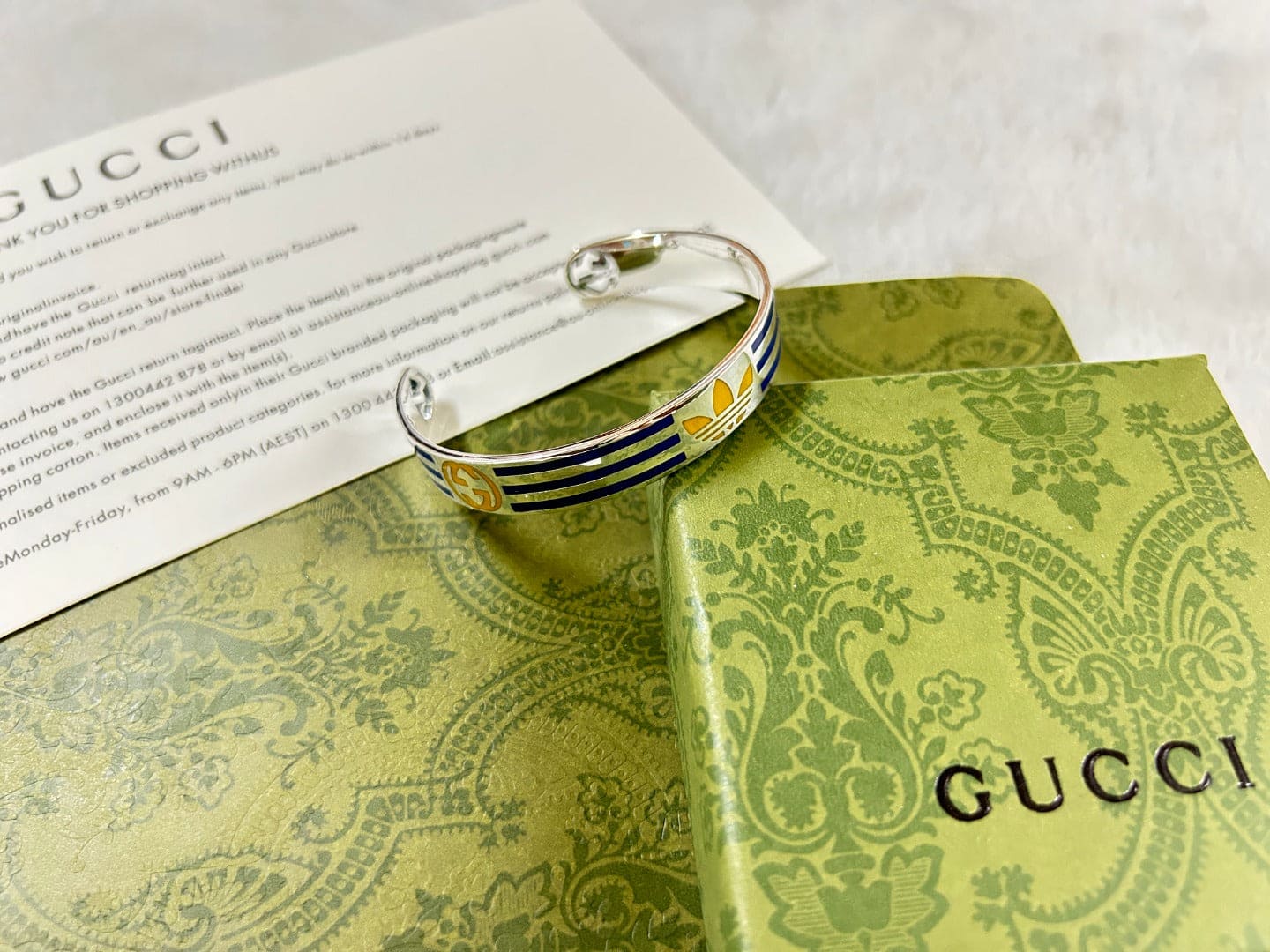 Double Gucci x Adidas Cuff Blue Bracelet