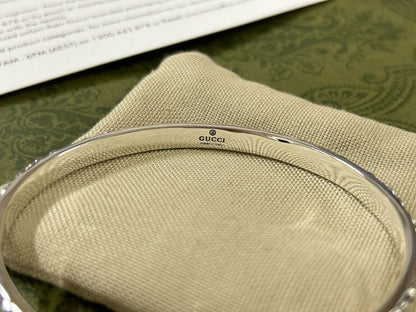 Double Gucci Interlocking Gucci Cuff With Flowers Bracelet