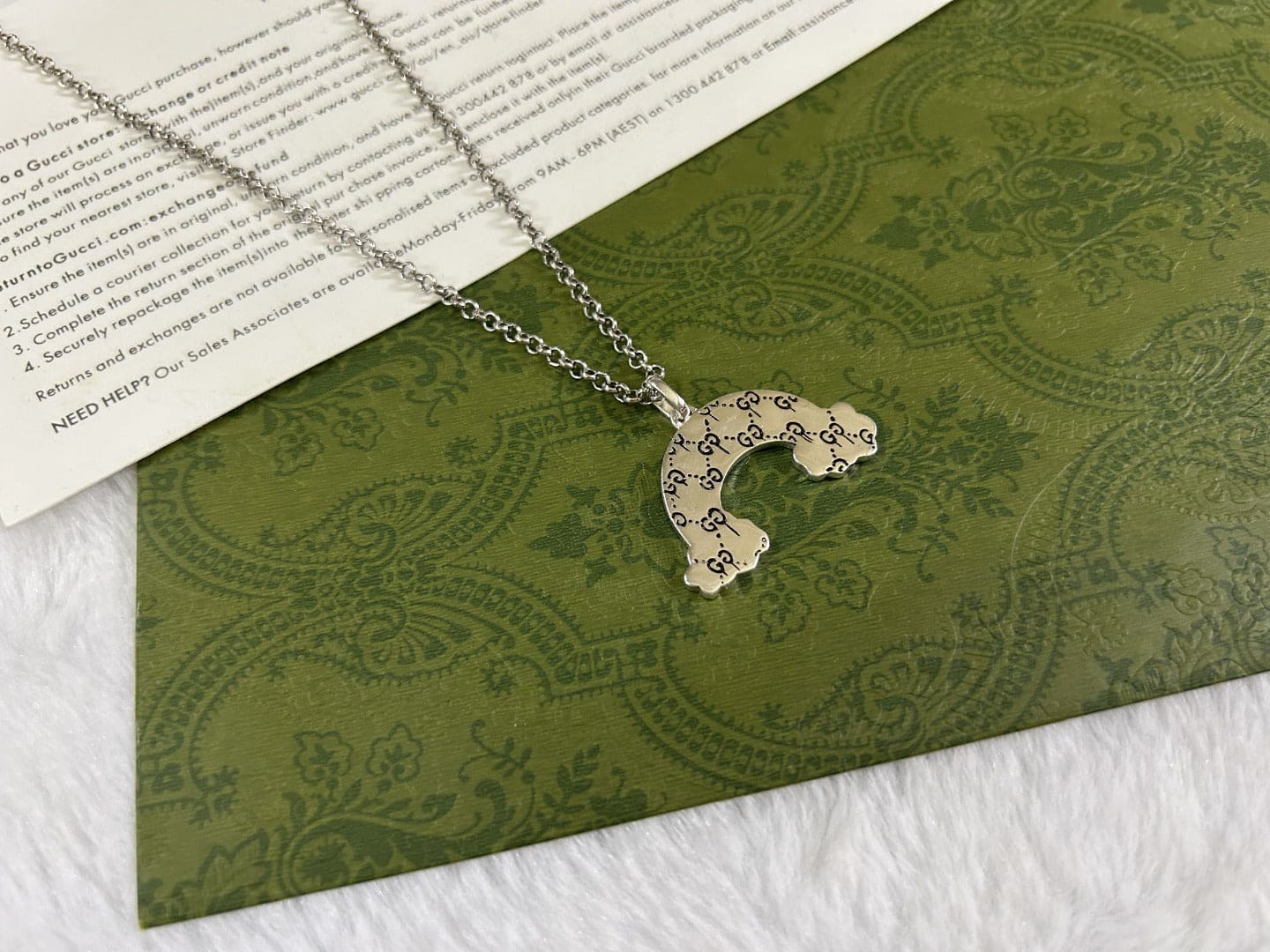 Double Gucci Rainbow Pendant Necklace