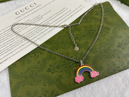 Double Gucci Rainbow Pendant Necklace