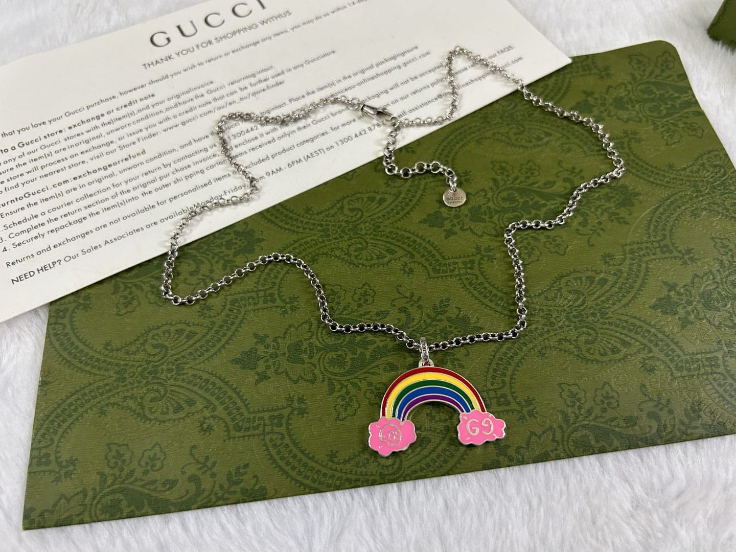 Double Gucci Rainbow Pendant Necklace