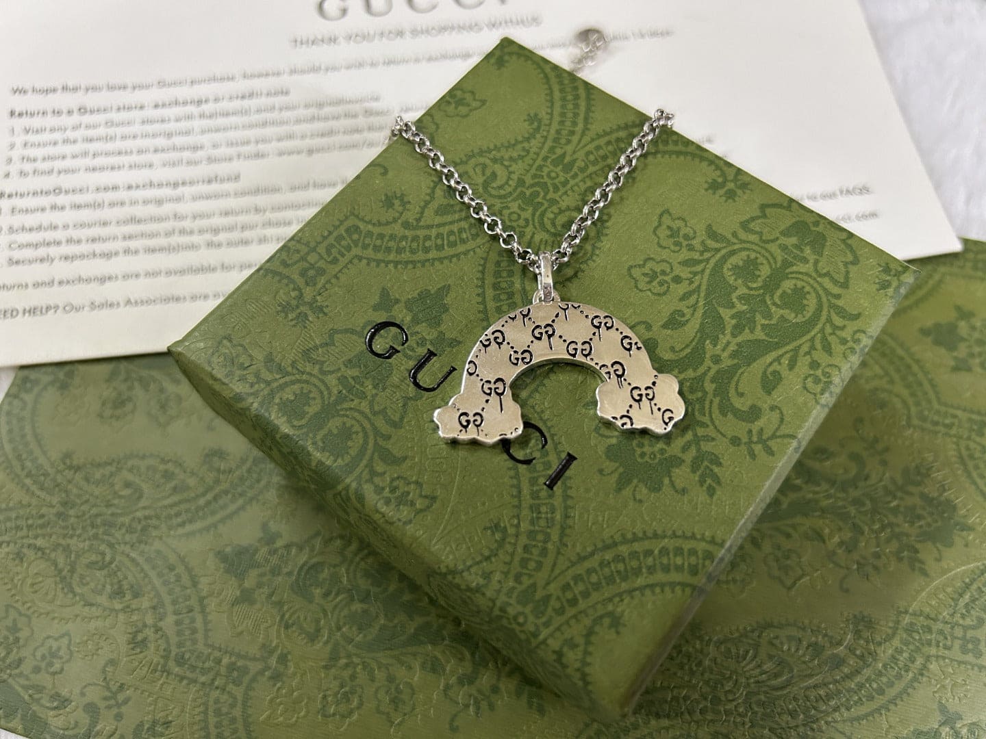 Double Gucci Rainbow Pendant Necklace