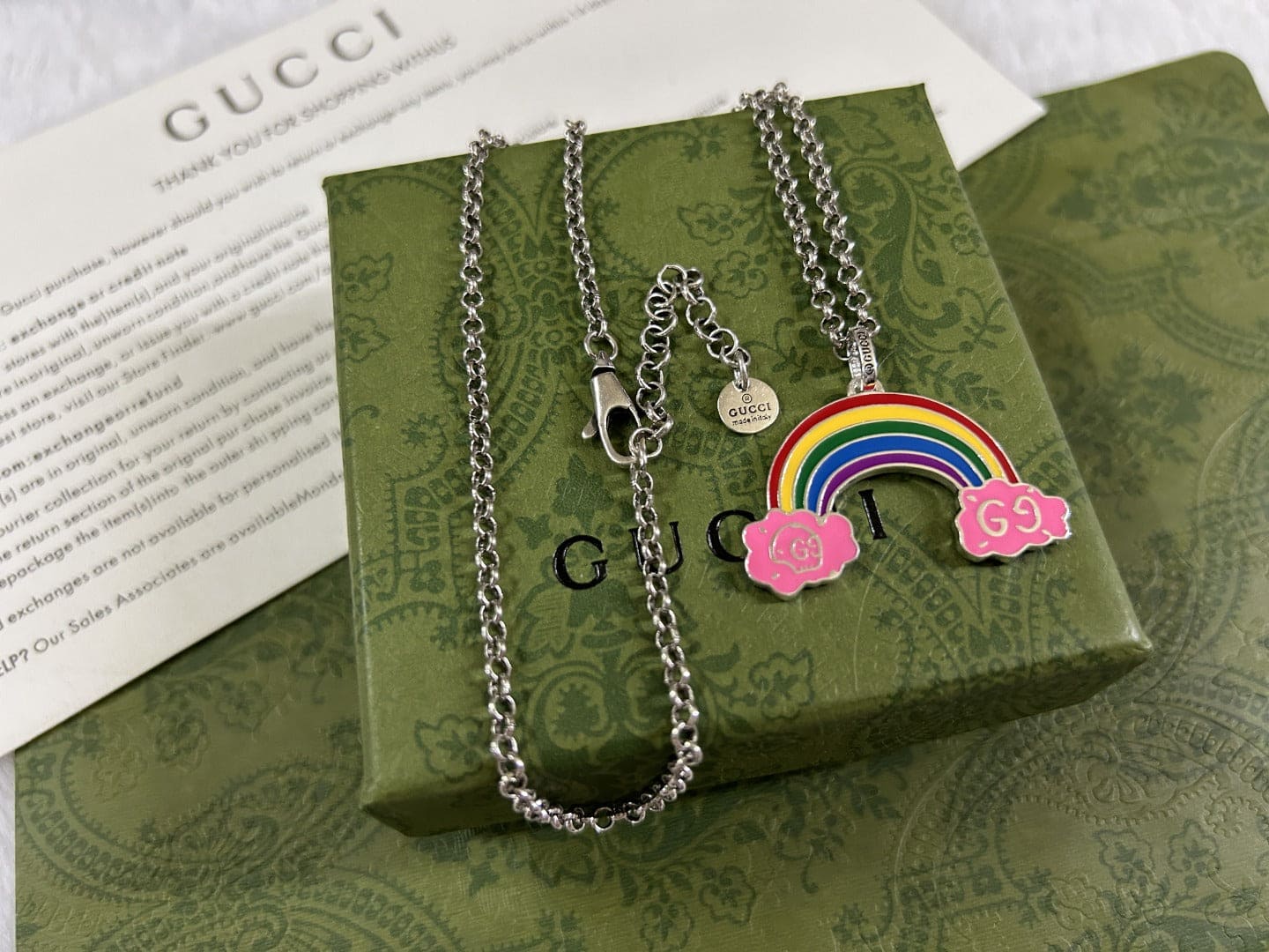Double Gucci Rainbow Pendant Necklace