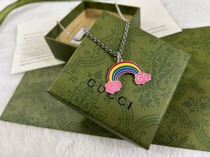 Double Gucci Rainbow Pendant Necklace