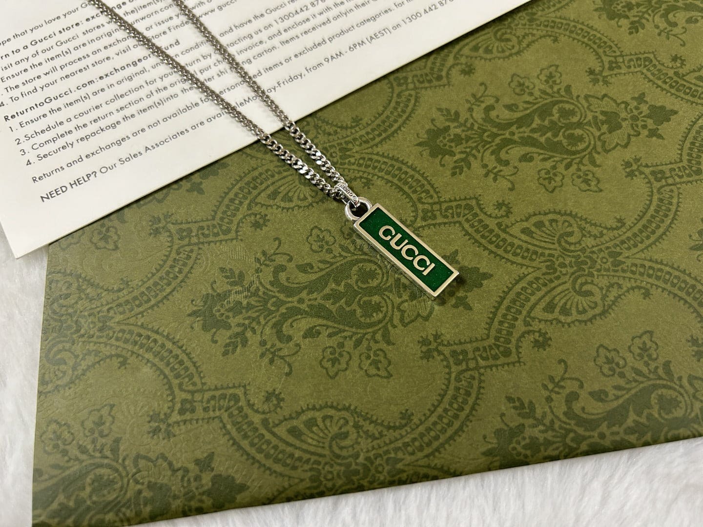 Double Gucci Enamel Pendant Necklace