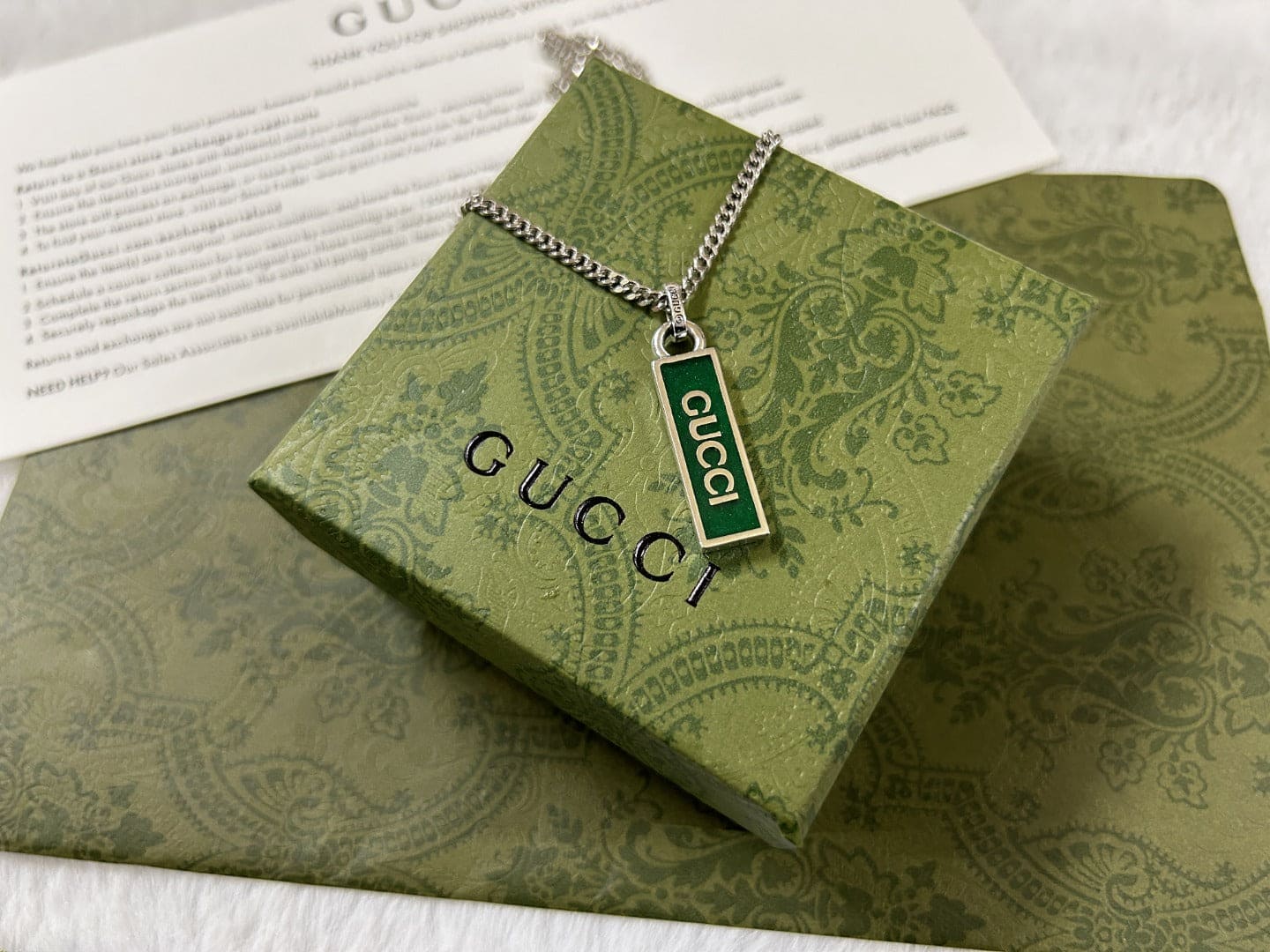 Double Gucci Enamel Pendant Necklace