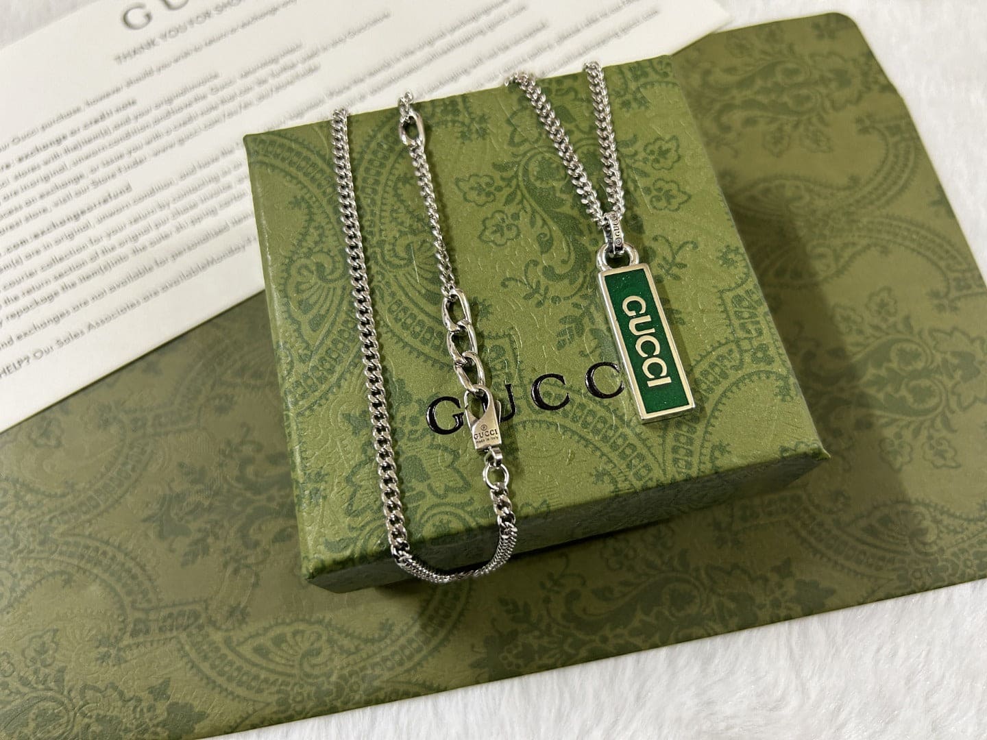 Double Gucci Enamel Pendant Necklace