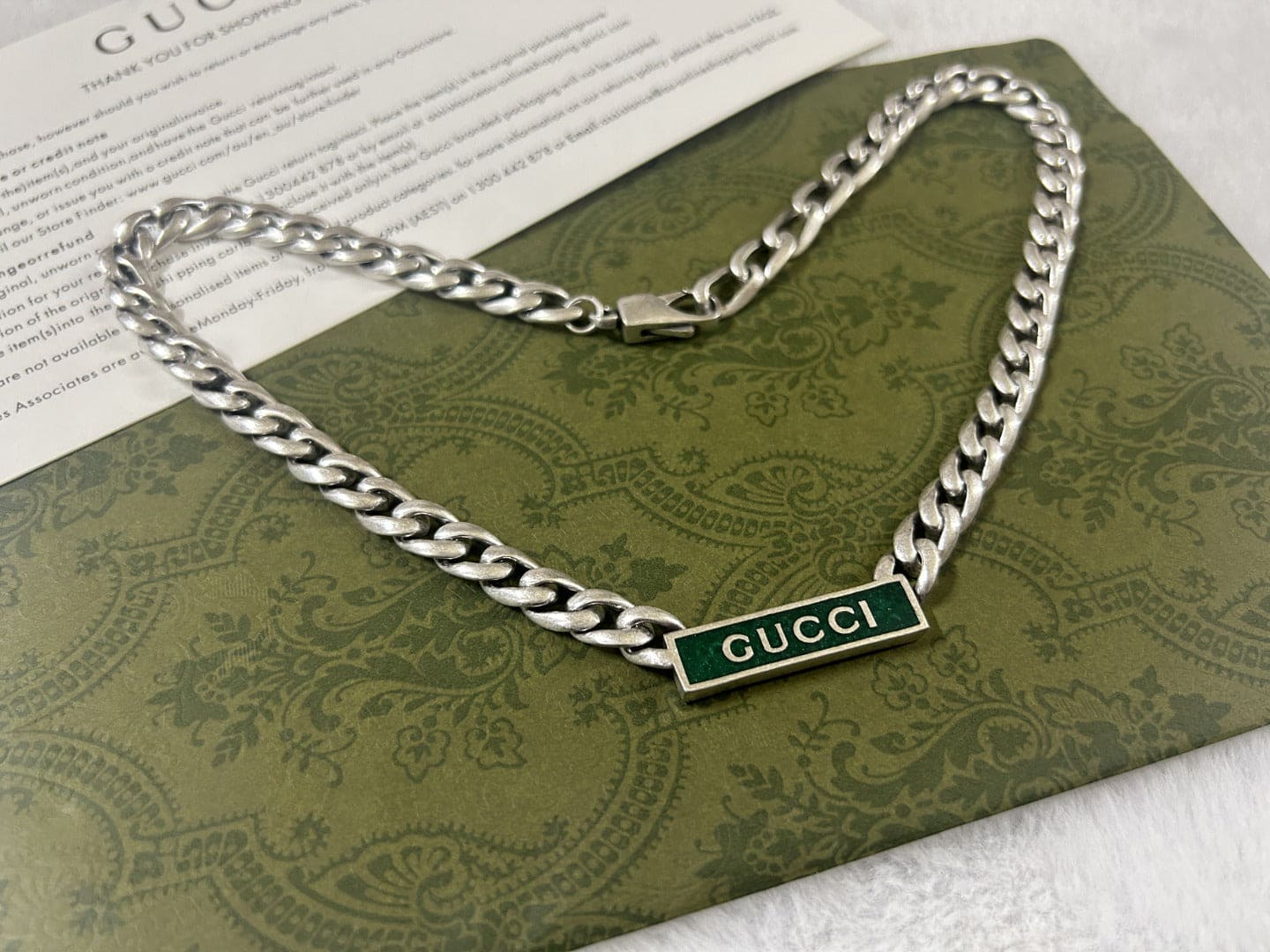Double Gucci Enamel Chain Necklace