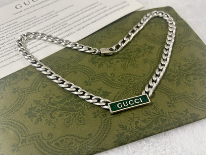Double Gucci Enamel Chain Necklace