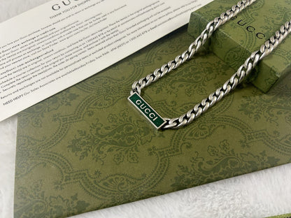 Double Gucci Enamel Chain Necklace