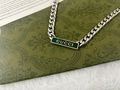Double Gucci Enamel Chain Necklace