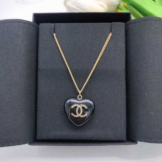 18K  Chanel Black Heart Necklace