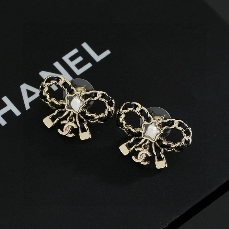 18K  Chanel Butterfly Pendant Earrings