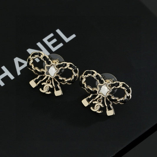 18K  Chanel Butterfly Pendant Earrings