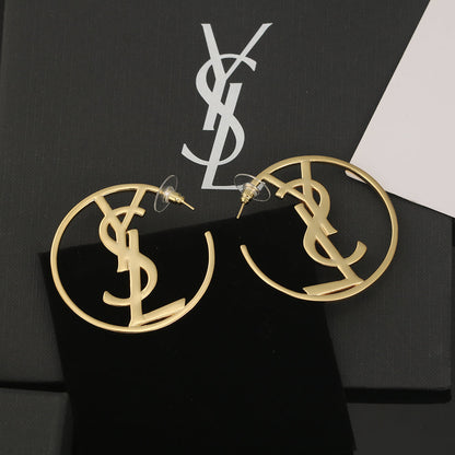 18K YSL Monogram Earrings